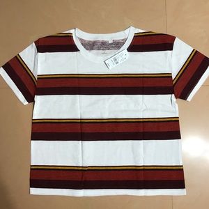 NWT PACSUN CROP STRIPE TEE SHIRT / LARGE